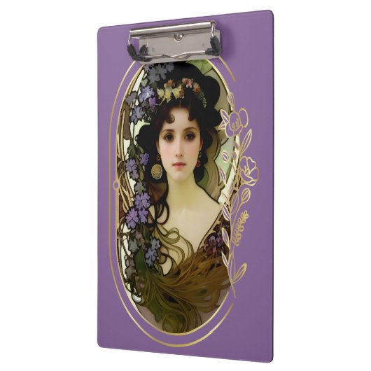 Elegant Mucha Style Portret van een mooie vrouw Klembord (Links)