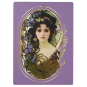 Elegant Mucha Style Portret van een mooie vrouw Klembord (Achterkant)
