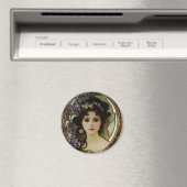 Elegant Mucha Style Portret van een mooie vrouw Magneet (Insitu (Vaatwasser))