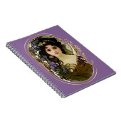 Elegant Mucha Style Portret van een mooie vrouw Notitieboek (Rechterzijde)