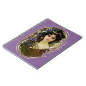 Elegant Mucha Style Portret van een mooie vrouw Notitieboek (Linkerzijde)