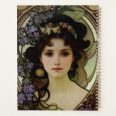 Elegant Mucha Style Portret van een mooie vrouw Planner (Achterkant)