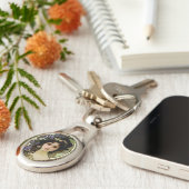 Elegant Mucha Style Portret van een mooie vrouw Sleutelhanger (Zijkant)