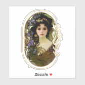 Elegant Mucha Style Portret van een mooie vrouw Sticker (Vel)