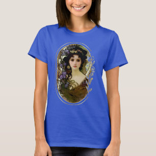 Elegant Mucha Style Portret van een mooie vrouw T-shirt