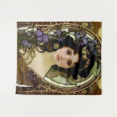 Elegant Mucha Style Portret van een mooie vrouw Wandkleed (Voorkant (horizontaal))