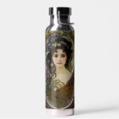 Elegant Mucha Style Portret van een mooie vrouw Waterfles (Links)