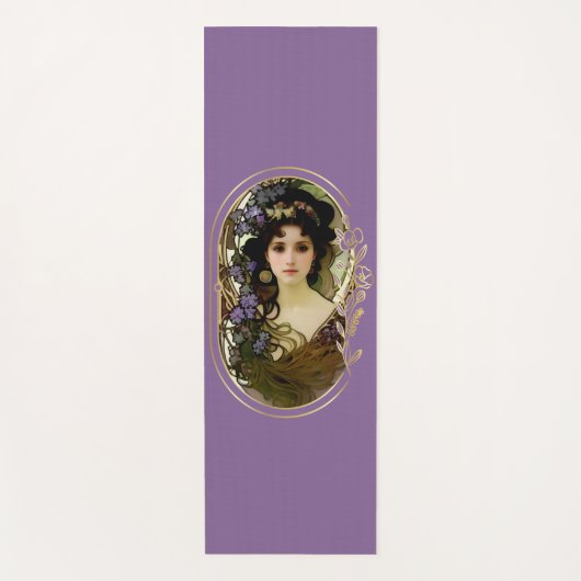 Elegant Mucha Style Portret van een mooie vrouw Yogamat (Voorkant)