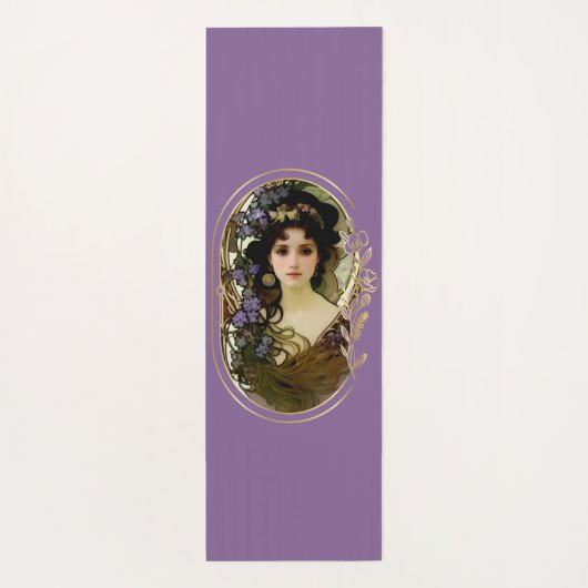 Elegant Mucha Style Portret van een mooie vrouw Yogamat (Achterkant)