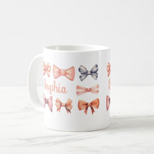 Elegant Mug with Romantic Bows - Personalized Gift Koffiemok (Voorkant links)