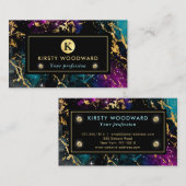 Elegant Multi Colors & Gold Galaxy Marble Visitekaartje (Voorkant / Achterkant)