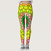 Elegant multi- en Blue Bright-patroon Leggings (Voorkant)