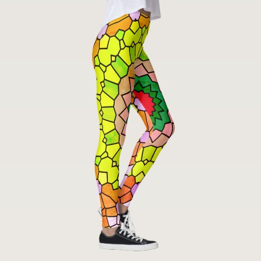 Elegant multi- en Blue Bright-patroon Leggings (Rechts)