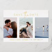 Elegant Multi GOLD White Text Photo Save Date Folie Uitnodiging (Voorkant)