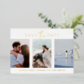 Elegant Multi GOLD White Text Photo Save Date Folie Uitnodiging (Staand Voorkant)