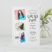 Elegant Multi Photo Afstuderen Invitation Kaart (Staand voorkant)