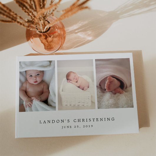 Elegant Multi Photo Christening of Baptisme Gastenboek