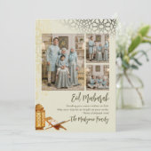 Elegant Multi-Photo Geometric Islamic Eid Mubarak  Feestdagenkaart (Staand voorkant)