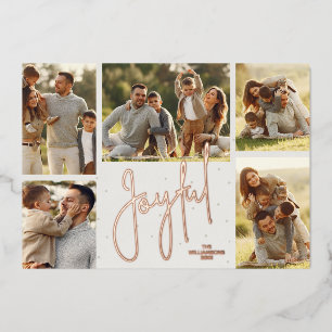 Elegant Multi Photo Joyful Roos Gold Folie Feestdagenkaart