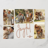 Elegant Multi Photo Joyful Roos Gold Folie Feestdagenkaart (Voorkant)