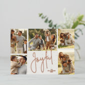 Elegant Multi Photo Joyful Roos Gold Folie Feestdagenkaart (Staand Voorkant)