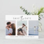 Elegant Multi Zwart Wit Script 4 Foto Save The Date (Staand voorkant)