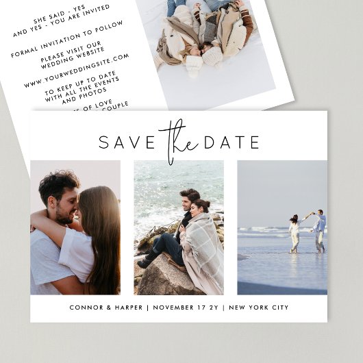 Elegant Multi Zwart Wit Script 4 Foto Save The Date