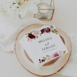 Elegant Multicolor Flowers Calligraphy Wedding Servet