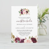 Elegant Multicolor Flowers Nuestra Boda Kaart (Staand voorkant)