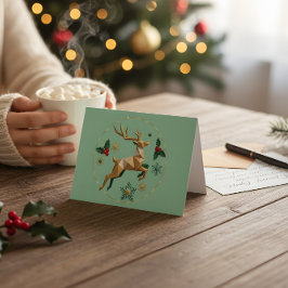 Elegant Multicolor Reindeer Christmas Greeting Car Bedankkaart
