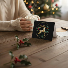 Elegant Multicolor Reindeer Christmas Greeting Car Bedankkaart
