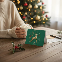 Elegant Multicolor Reindeer Christmas Greeting Car Bedankkaart