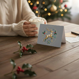 Elegant Multicolor Reindeer Christmas Greeting Car Bedankkaart