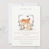 Elegant mum deer Fawn Floral Crest Baby shower Bedankkaart (Voorkant)