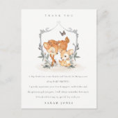 Elegant mum deer Fawn Floral Crest Baby shower Briefkaart (Voorkant)