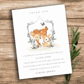 Elegant mum deer Fawn Floral Crest Baby shower Briefkaart