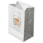 Elegant mum deer Fawn Floral Crest Baby shower Medium Cadeauzakje (Voorkant Gekanteld)