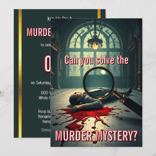 Elegant Murder Mystery Party Thema Kaart (Voorkant / Achterkant)