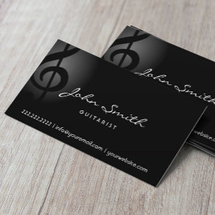 Elegant Music Clef Guitarist Dark Visitekaartje