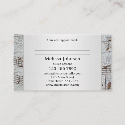 Elegant Music Lessons Appointing Visitekaartjes Afsprakenkaartje (Achterkant)