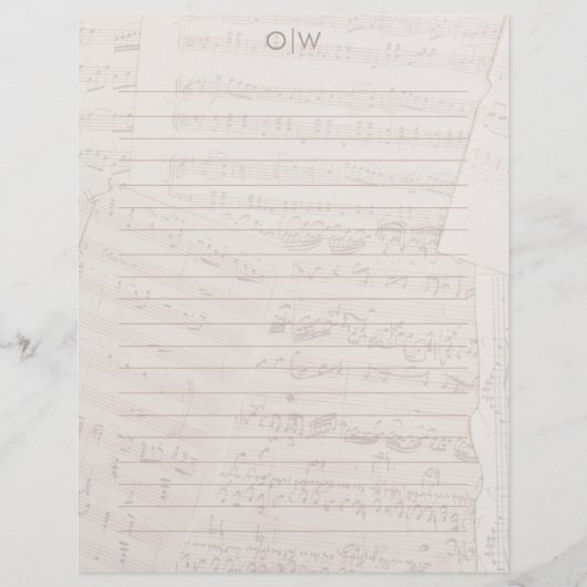 Elegant Music Note Initiaal bekleed Briefhoofd (Voorkant)