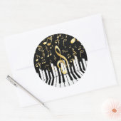 Elegant Music Note Luxe piano-toetsen Ronde Sticker (Envelop)