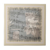 Elegant Music Notes In Blue And Beige Tegeltje (Voorkant)