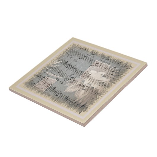 Elegant Music Notes In Blue And Beige Tegeltje (Zijkant)