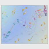 Elegant Music Notes In Blue Gradient Cadeaupapier (Vlak)
