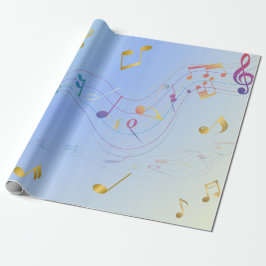 Elegant  Music Notes In Blue Gradient  Cadeaupapier