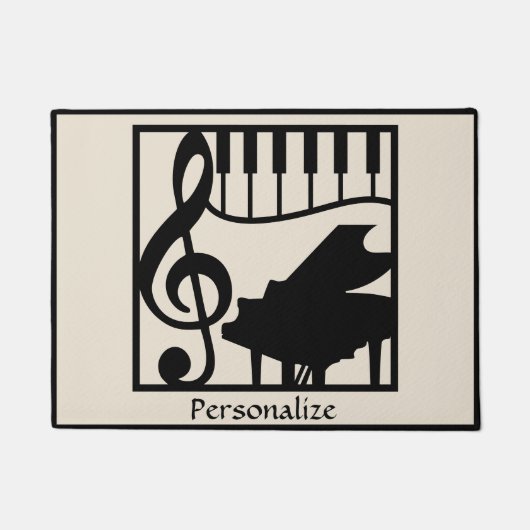 Elegant Music Piano Keyboard Clef Note Stylish Deurmat (Voorkant)
