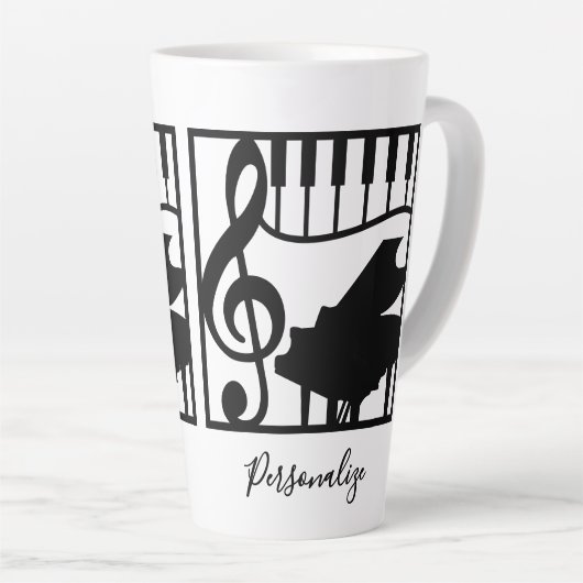Elegant Music Piano Keyboard Clef Note Stylish Latte Mok (Rechterhoek)