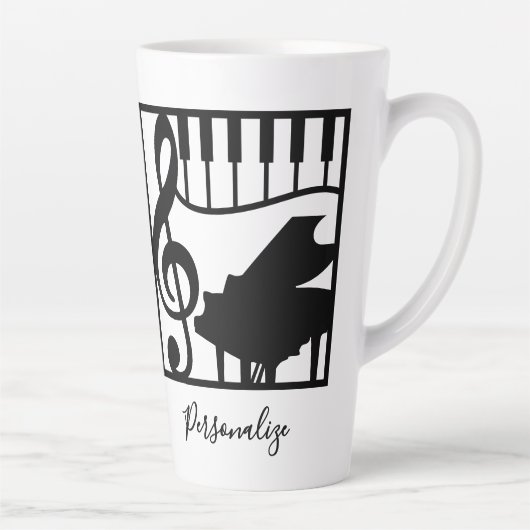 Elegant Music Piano Keyboard Clef Note Stylish Latte Mok (Rechts)
