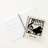 Elegant Music Piano Keyboard Clef Note Stylish Notitieboek (Binnen)